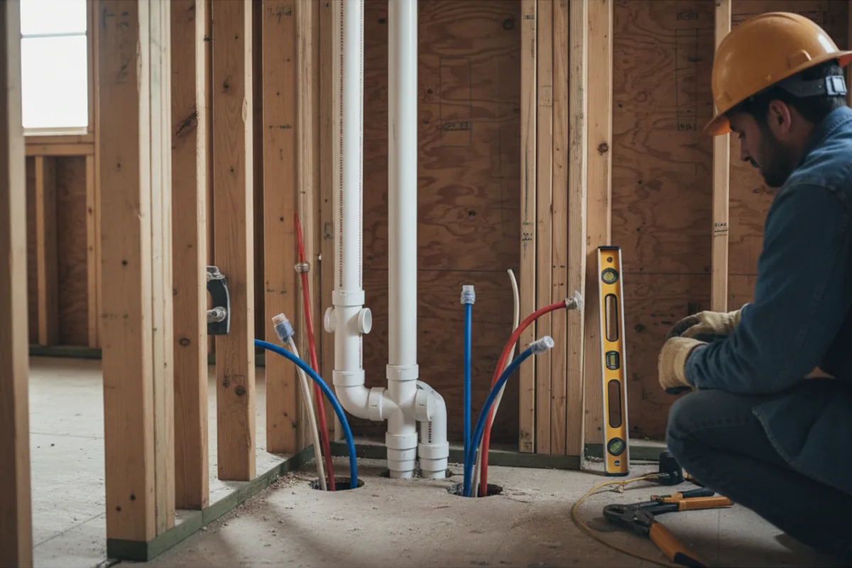 Drain and supply rough-in during Toilet Repair and Installation in Bickleton