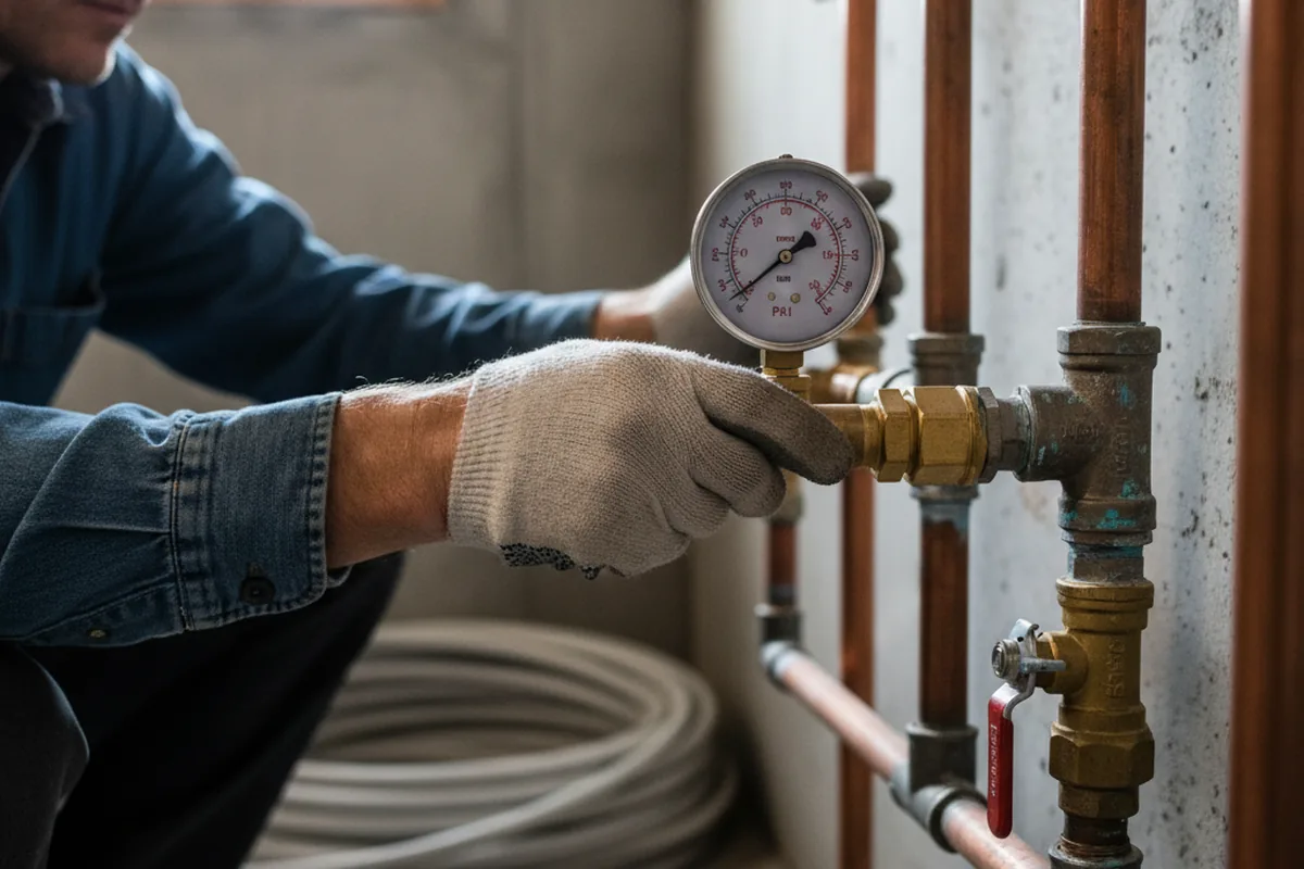 Pressure testing a repaired line during Water Line Repair in Bickleton